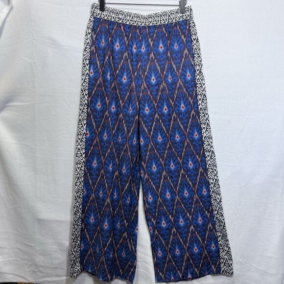 Anthropologie Pants - Anthropologie Vale Blue Boho Viscose Wide Leg Pull On Palazzo Pants Women Size M
